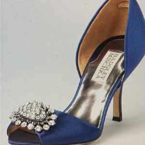 Badgley Mischka Navy Satin Pumps